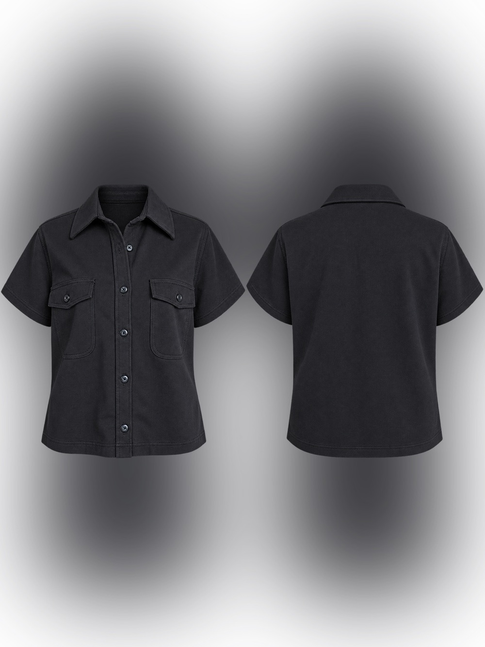 Lee Women’s Short-Sleeve Crop Button-Up Shirt - Black